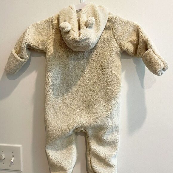 Petite Maison x Nono Baby Beige Coverall Jumpsuit 9M Hooded Sherpa Winter Snow - Picture 2 of 10